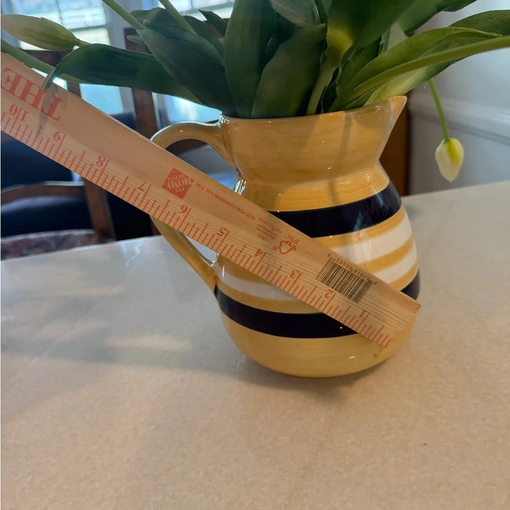 Crate&Barrel Yellow and Blue Striped Vase